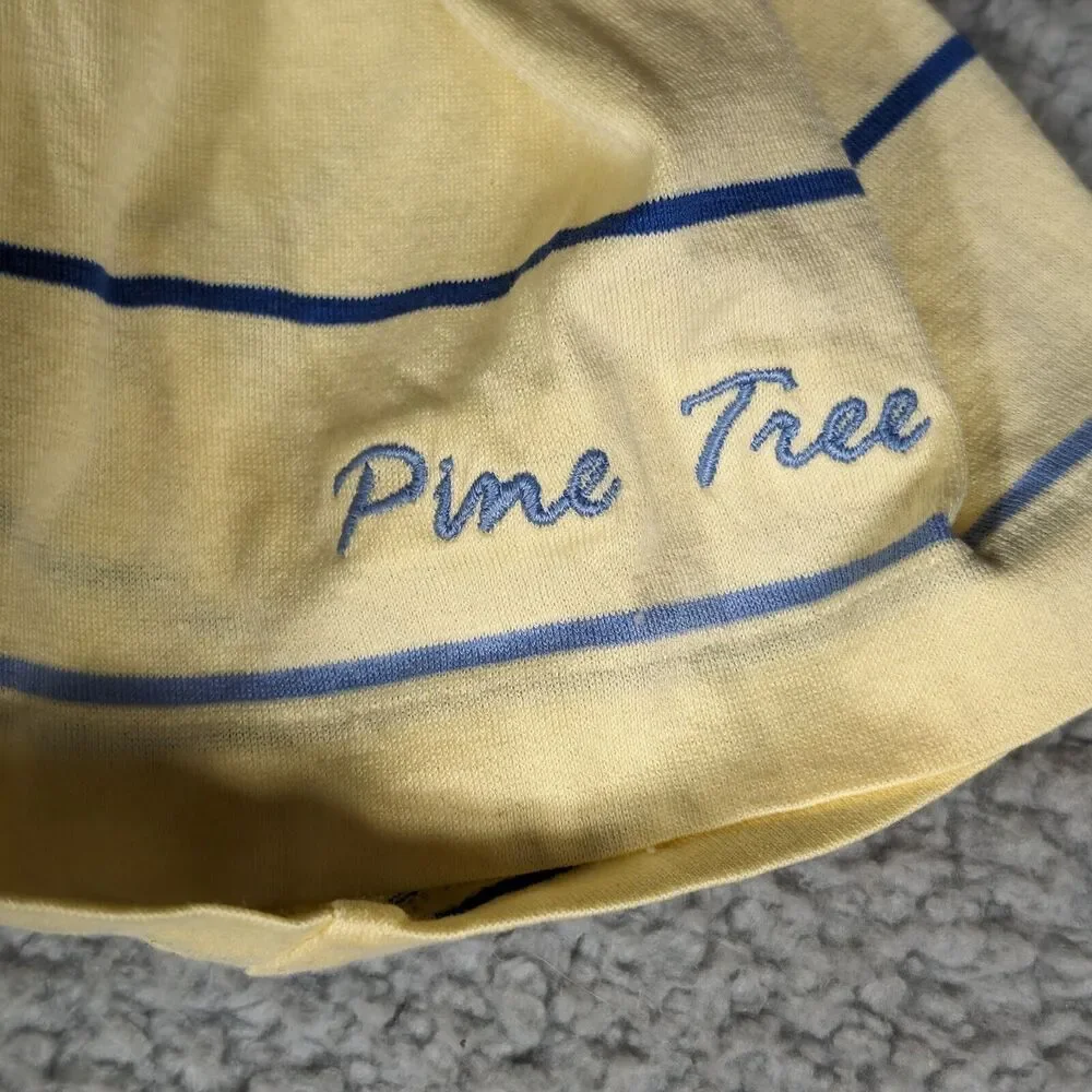 Ralph Lauren Polo Golf Shirt Mens Size L Yellow Blue Stripe Blue Pony Pine Tree